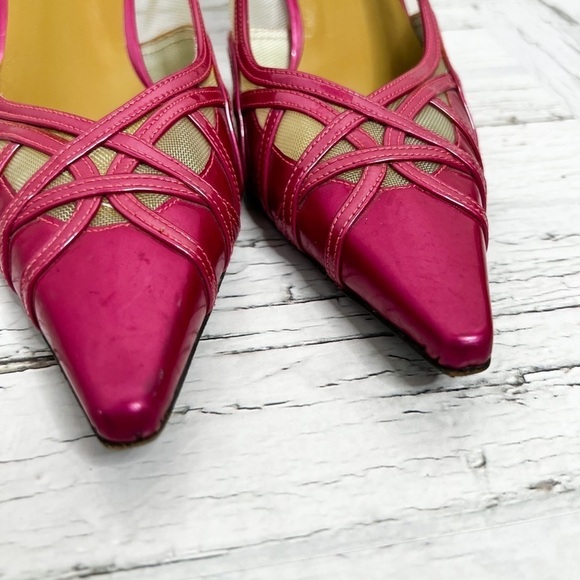 STUART WEITZMAN Hot Pink Mesh Pumps | Fuchsia High Heels - Picture 6 of 14